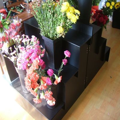 Het zwarte van de de Vertoningstribune pp 4 van Corflute Bloemen van de de Stapbloem Materiaal van de de Winkelvertoning